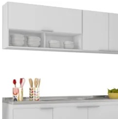 Armário de Cozinha CP02 Com Pia 180cm Pérola Z34 Branco     - Mpozenat