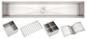 Canal Organizador em Aço Inox Tramontina para Sobrepor Scotch Brite com Acessórios 90x18 cm