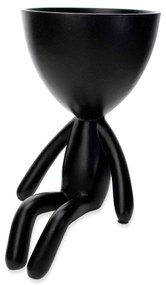 Vaso Decorativo Bob Robert Plant Sentando Em Poliresina Preto 18x10x10 Cm - D'Rossi