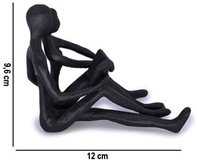 Escultura Decorativa Casal Sentado Em Metal Preto 12 Cm - D'Rossi