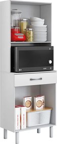 Armário Cozinha Paneleiro 61cm Microondas Joseane Branco A09 - D'Rossi