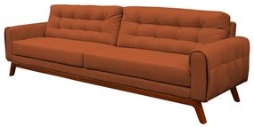 Sofá 3 Lugares Sala de Estar Eros 230 cm Veludo Telha Base Fixa G15 - Gran Belo