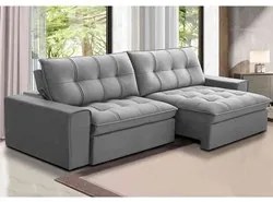 Sofá Retrátil Reclinável 3 Lugares 250cm Argon F05 Veludo Prata - Mpoz