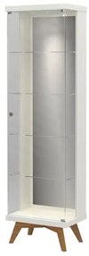 Cristaleira Espelhada Retro Argos com Led cor Off White com Freijo 1,80 MT (LARG) - 59047 Sun House