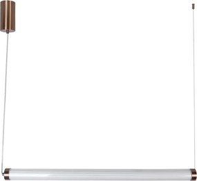 Pendente Led Vidro Metal Rosé Gold 30w 3000k Canelado