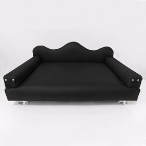Cama Sofá Pet Meg Para Cães E Gatos Elegante e confortável Courino Preto