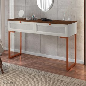 Aparador com Pé de Ferro Iron 136cm Imbuia/Bege/Cobre - Vizzato - Bege
