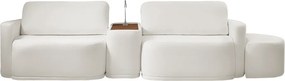Sofá Sala Modulado 259cm com Puff Console USB Luminária Brumma Bouclê K01 - D'Rossi - Cinza claro