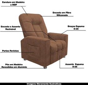 Poltrona do Papai Reclinável Para Cinema Sora Veludo FH1 - D'Rossi - Terracota
