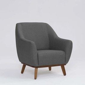 Poltrona Decorativa Pauline D07 Base Madeira Linha Mescla Chumbo - D'Rossi