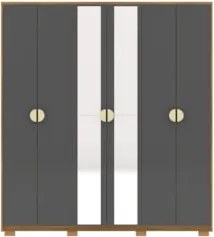 Guarda Roupa Casal 203cm Com Espelho Leo Nature/Alasca V02 - Mpozenato