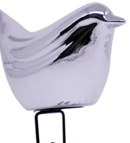 Pássaro Decorativo Em Cerâmica Prata 9x9x5 - D'Rossi