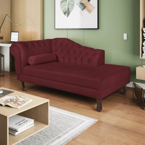 Recamier Diana 185cm Lado Direito Suede Bordô - ADJ Decor