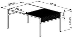 Mesa de Centro Retangular Estilo Industrial York Hanover/Preto - Artes