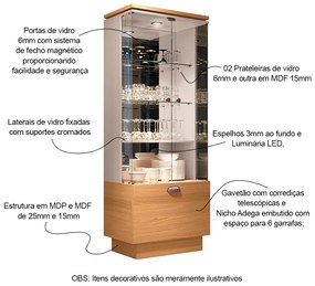 Cristaleira com Adega Decorativa Peggy Cinamomo/Off White G26 - Gran Belo