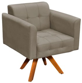 Poltrona Decorativa Giratória MM30 Elisa Suede Marrom Rato D03 - D'Rossi