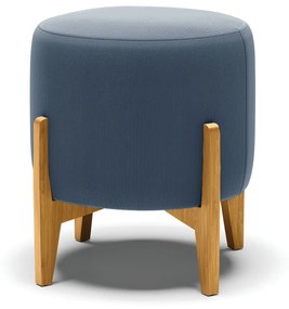 Puff Stella Suede Azul Marinho Base Madeira Castanho - D'Rossi