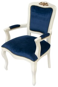 Cadeira Bourbon c/ Braço - Branco com Dourado Soléil - Tachas e Capitône Provençal Kleiner