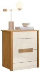 Mesa de Cabeceira 2 Gavetas 51cm Lara Z17 Freijó/Off White - Mpozenato