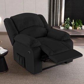 Poltrona do Papai Reclinável Sala de Cinema Madrid Power Elétrica Massagem USB PU Preto G23