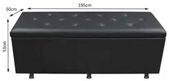 Calçadeira Baú Casal King 195cm Estofada Liz S05 Sintético Preto - Mpo