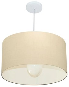 Lustre Pendente Cilíndrico Md-4169 Cúpula em Tecido 60x30cm Algodão Crú - Bivolt