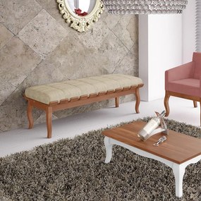Banco Decorativo Sala de Estar Fiord 140cm Linho Bege G42 - Gran Belo