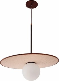Pendente Cristal E Madeira Imbuia 50Cm Petra
