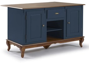 Mesa Ilha Hannover 1 Gaveta Azul Petróleo Linz Móveis - Luix XV