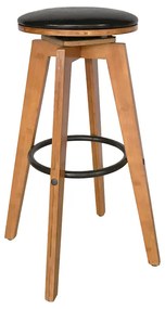Banqueta Decorativa Hetfield PU Madeira c/Apoio para os Pés Base Giratória G56 - Gran Belo