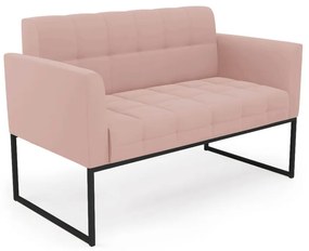 Sofá Namoradeira Elisa Veludo Rosê Base Metálica Industrial Preto D03 - D'Rossi