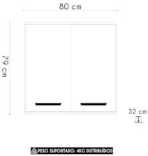 Armário de Cozinha Aéreo 80cm Rita Freijó/Ripado Z44        - Mpozenat