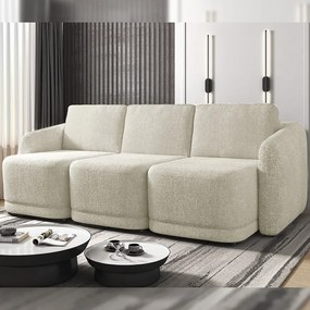 Sofá Cama Modulado Retrátil e Reclinável Decorativo Varsóvia 246cm  Bouclê Bege G33 - Gran Belo