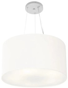 Lustre Pendente Cilíndrico Md-4187 Cúpula em Tecido 45x30cm Branco - Bivolt
