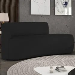 Sofá 3 Lugares Para Sala 180cm Orgânico Wendi Linho Preto I01  - Mpoze