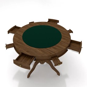 Conjunto Mesa de Jogos Carteado Bellagio Tampo Reversível e 4 Cadeiras Madeira Poker Base Estrela Veludo Preto/Nogueira G42 - Gran Belo