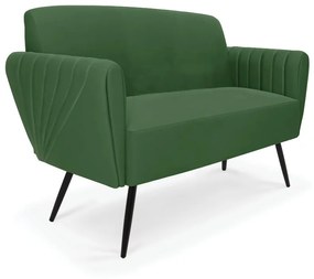Sofá Namoradeira Pés Palito de Ferro Bruna Suede - D'Rossi - Verde