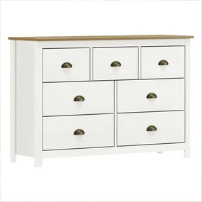 Cômoda Decorativa 7 Gavetas Madeira Maciça Osiris Branco/Freijó - G74 - Gran Belo