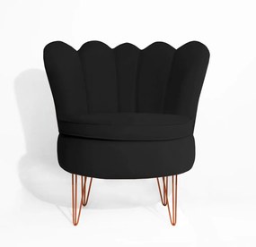 Poltrona Dália Pés Hairpin Legs Bronze Veludo Preto