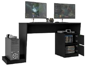 Mesa Para Computador Gamer 2 Gavetas Bmg 01 - Preto
