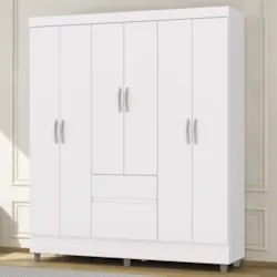 Guarda Roupa Solteiro 154cm Com 6 Portas Mayra Branco Flex V02 - Mpoze