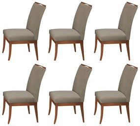 Conjunto 6 Cadeiras Sala de Jantar Lana Aveludado Cappuccino