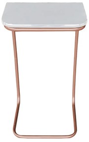Kit 02 Mesas Lateral Tampo Branco Multiuso para Sofá Base Metálica - D'Rosi - Bronze