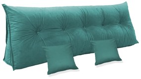 Kit Almofada Mel 1,60 + 2 Almofadas 40x40 Suede Azul Tiffany