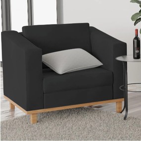 Poltrona Decorativa Europa Suede Preto ADJ Decor