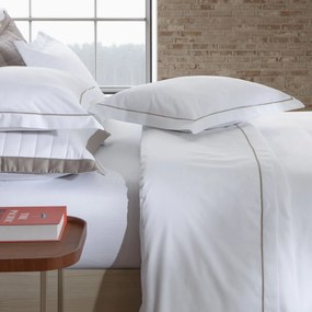 Jogo de Cama Kacyumara 200 Fios Festone Classico Branco e Fend - Casal