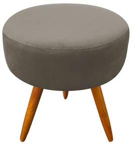 Puff Banqueta Berlim Redondo Suede Marrom Rato Pés Castanho D'Rossi