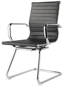 Cadeira Sevilha Eames Fixa Cromada PU Preto - 31112 Sun House