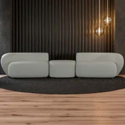 Sofá 5 Lugares Com Puff 342cm Orgânico Lyor Bouclê Cinza Z55 - Mpozena