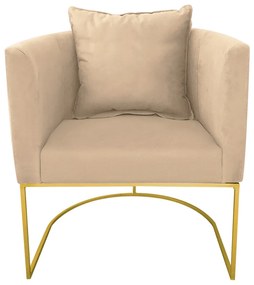 Kit 02 Poltronas Paola Suede Base Metálica Dourado D03 - D'Rossi  - Bege